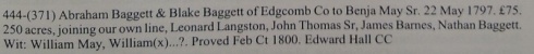 Bradley, Stephen E., Jr. Edgecombe County, North Carolina – Deeds – Volume 6: 1798-1802. Virginia Beach, VA: 1995, p. 47, entry 445.  Abstract of Deed Book 9, p. 372.